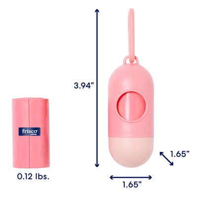 Show full view: Frisco Dog Poop Bag Dispenser & Poop Bag Roll, Pink, Unscented Bags, 15 count roll slide 4 of 9