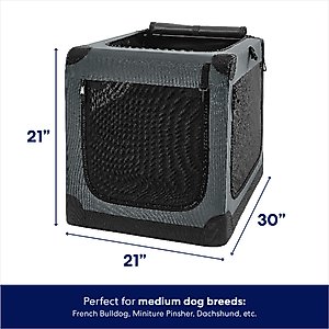 Frisco Dog & Small Pet Indoor & Outdoor 3-Door Collapsible Soft-Sided Crate, Dark Gray, Med: 30-in L x 21-in W x 21-in H