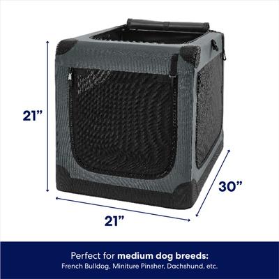 Show full view: Frisco Dog & Small Pet Indoor & Outdoor 3-Door Collapsible Soft-Sided Crate, Dark Gray, Med: 30-in L x 21-in W x 21-in H slide 2 of 8