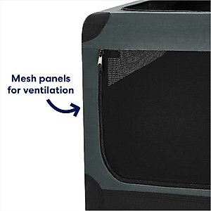 Frisco Dog & Small Pet Indoor & Outdoor 3-Door Collapsible Soft-Sided Crate, Dark Gray, Med: 30-in L x 21-in W x 21-in H