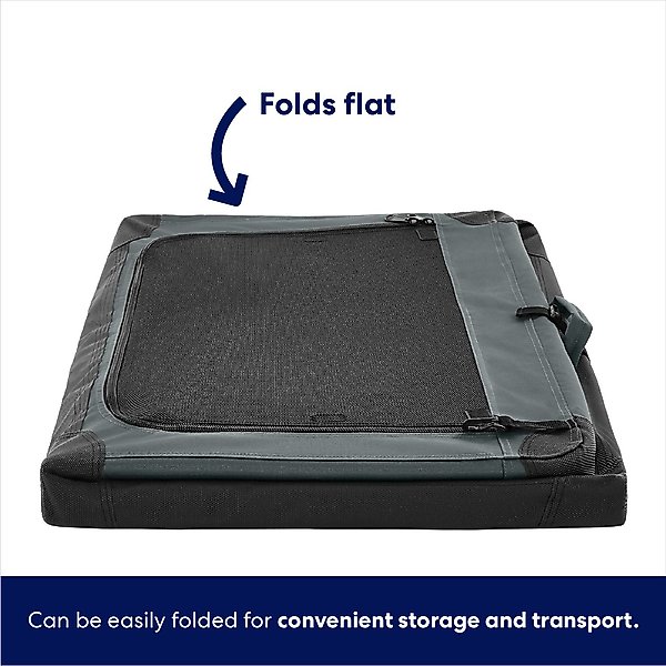 Show full view: Frisco Dog & Small Pet Indoor & Outdoor 3-Door Collapsible Soft-Sided Crate, Dark Gray, Med: 30-in L x 21-in W x 21-in H slide 6 of 8