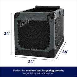 Frisco Dog & Small Pet Indoor & Outdoor 3-Door Collapsible Soft-Sided Crate, Dark Gray, Med/L: 36-in L x 24-in W x 24-in H slide 2 of 7