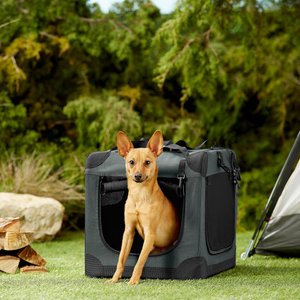 Frisco Dog & Small Pet Indoor & Outdoor 3-Door Collapsible Soft-Sided crate, Dark Gray, XS: 21-in L x 15-in W x 15-in H