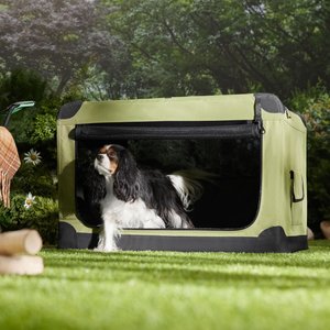 Frisco Dog & Small Pet Indoor & Outdoor 3-Door Collapsible Soft-Sided Crate, Khaki Green, Med/L: 36-in L x 24-in W x 24-in H