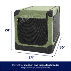 Frisco Dog & Small Pet Indoor & Outdoor 3-Door Collapsible Soft-Sided Crate, Khaki Green, Med/L: 36-in L x 24-in W x 24-in H slide 2 of 7