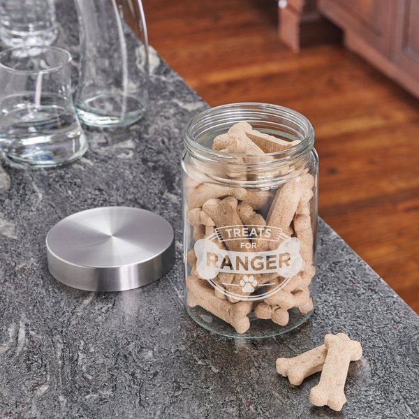 Frisco "Doggie Treats" Glass Personalized Treat Jar with Lid, 5 cup, 40oz