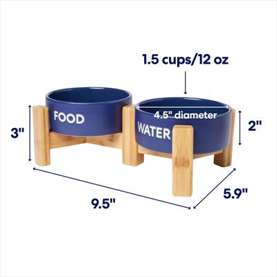 Show full view: Frisco Double Diner Ceramic Dog/Cat Bowl, Small: 1.5 cup slide 2 of 7