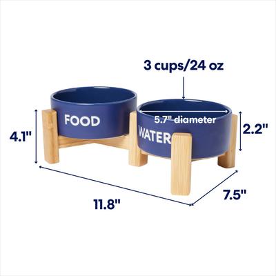 Show full view: Frisco Double Diner Ceramic Dog/Cat Bowl, Medium: 3 cup slide 2 of 6