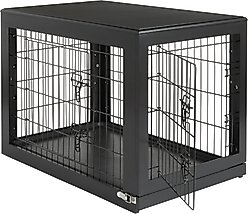 Frisco Double Door Furniture Style Crate, Black, Medium + Mocha Swirl Dog Crate Mat, 30-in slide 2 of 9