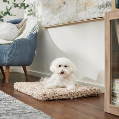 Show full view: Frisco Double Door Furniture Style Crate, Black, Medium + Mocha Swirl Dog Crate Mat, 30-in slide 6 of 9