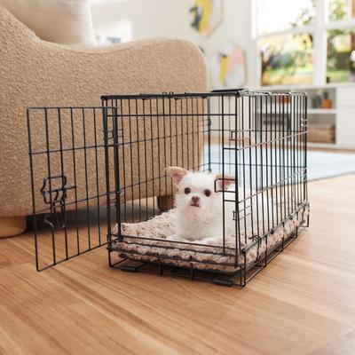 Show full view: Frisco Double Door Furniture Style Crate, Black, Medium + Mocha Swirl Dog Crate Mat, 30-in slide 9 of 9