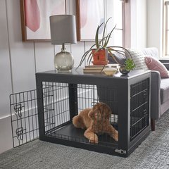 Frisco Double Door Furniture Style Dog Crate, Black, Medium