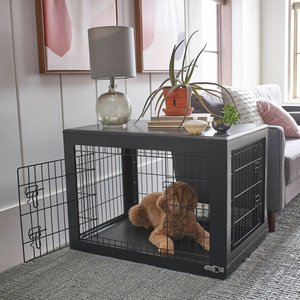 Frisco Double Door Furniture Style Dog Crate, Black, Medium