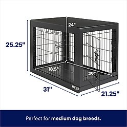 Frisco Double Door Furniture Style Dog Crate, Black, Medium slide 2 of 7