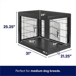 Frisco Double Door Furniture Style Dog Crate, Black, Medium