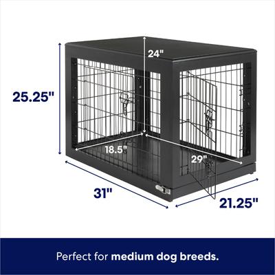 Show full view: Frisco Double Door Furniture Style Dog Crate, Black, Medium slide 2 of 9