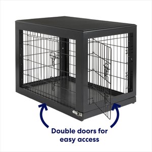 Frisco Double Door Furniture Style Dog Crate, Black, Medium