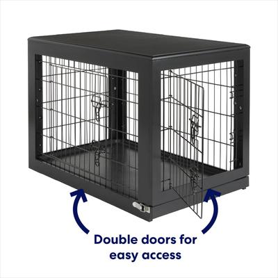 Show full view: Frisco Double Door Furniture Style Dog Crate, Black, Medium slide 4 of 9