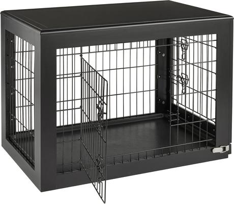 Show full view: Frisco Double Door Furniture Style Dog Crate, Black, Medium slide 6 of 9