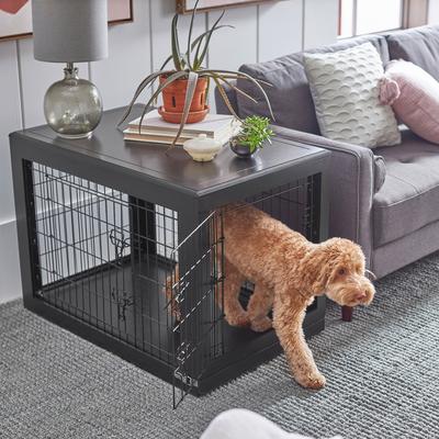 FRISCO Double Door Furniture Style Dog Crate, Black, Med/Large