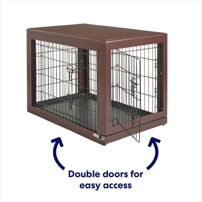 Show full view: Frisco Double Door Furniture Style Dog Crate, Brown, Medium slide 4 of 9