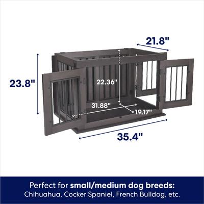 Show full view: Frisco Double Door Wood & Metal Furniture Style Dog Crate, Espresso, Medium, 1 count slide 2 of 9