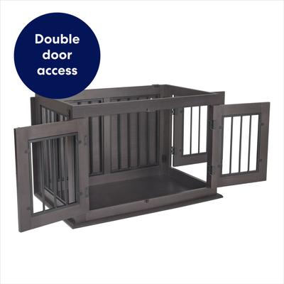 Show full view: Frisco Double Door Wood & Metal Furniture Style Dog Crate, Espresso, Medium, 1 count slide 4 of 9