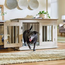 Frisco Double Door Wood & Metal Furniture Style Dog Crate, Gray, Medium, 1 count