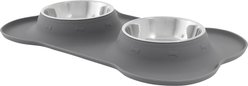 Frisco Double Stainless Steel Pet Bowl with Silicone Mat, Gray, Small: 1.5 cup
