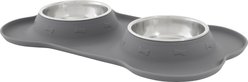 Frisco Double Stainless Steel Pet Bowl with Silicone Mat, Gray, X-Small: 0.5 cup slide 1 of 7