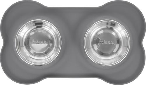 Show full view: Frisco Double Stainless Steel Pet Bowl with Silicone Mat, Gray, X-Small: 0.5 cup slide 4 of 9
