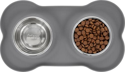 Show full view: Frisco Double Stainless Steel Pet Bowl with Silicone Mat, Gray, X-Small: 0.5 cup slide 5 of 9
