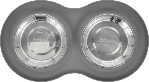 Show full view: Frisco Double Stainless Steel Pet Bowl with Silicone Mat, Light Gray, Small: 1.5 cup slide 5 of 10