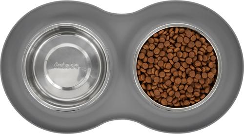 Show full view: Frisco Double Stainless Steel Pet Bowl with Silicone Mat, Light Gray, Small: 1.5 cup slide 6 of 10