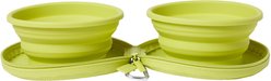 Frisco Double Travel Collapsible Silicone Dog & Cat Bowl, Lime, Medium: 3 cup