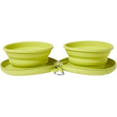 Frisco Double Travel Collapsible Silicone Dog & Cat Bowl, Lime, Medium: 3 cup