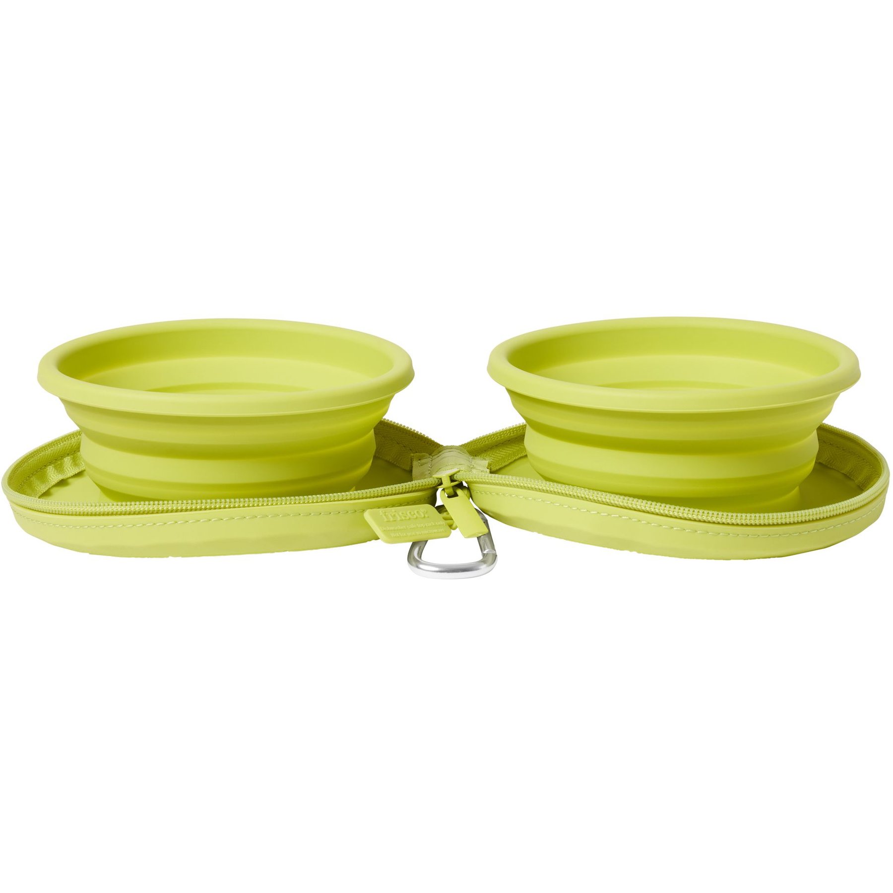Frisco Frisco Double Travel Collapsible Silicone Dog & Cat Bowl, Lime, Small: 1.5 cup