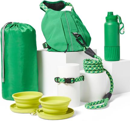 Show full view: Frisco Double Travel Collapsible Silicone Dog & Cat Bowl, Lime, Small: 1.5 cup slide 7 of 10