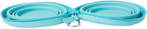 Show full view: Frisco Double Travel Collapsible Silicone Dog & Cat Bowl, Teal, Medium: 3 cup slide 4 of 10