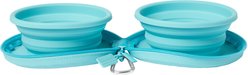 Frisco Double Travel Collapsible Silicone Dog & Cat Bowl, Teal, Small: 1.5 cup