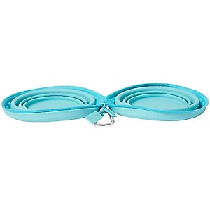 Frisco Double Travel Collapsible Silicone Dog & Cat Bowl, Teal, Small: 1.5 cup