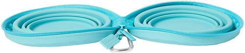 Show full view: Frisco Double Travel Collapsible Silicone Dog & Cat Bowl, Teal, Small: 1.5 cup slide 4 of 11