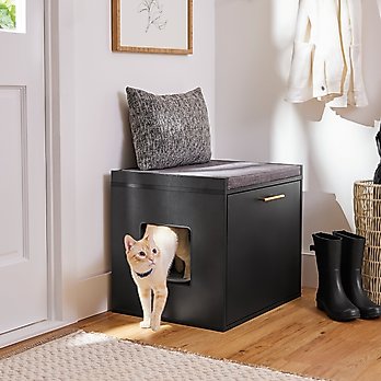 Built Cat Box Bench Litter Box Furniture Enclosures: Hidden Litter