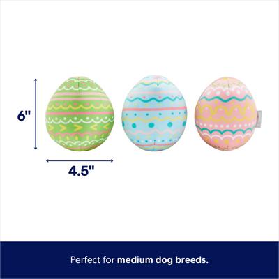 Show full view: Frisco Easter Eggs Plush Squeaky Dog Toy, Medium, 3 count slide 2 of 7