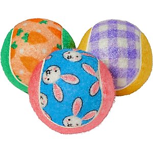 Frisco Easter Fetch Squeaky Tennis Ball Dog Toy, Bunnies & Carrots, Medium, 3 count