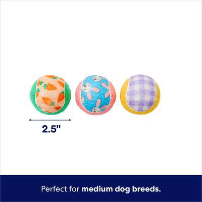 Show full view: Frisco Easter Fetch Squeaky Tennis Ball Dog Toy, Bunnies & Carrots, Medium, 3 count slide 3 of 7