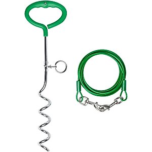 Frisco Easy Grip Stake with Tie Out Cable, Large, 15-ft