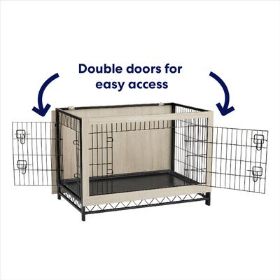 Show full view: Frisco Easy Set-Up Wood Furniture Style Dog Crates, Grey, Medium slide 5 of 11