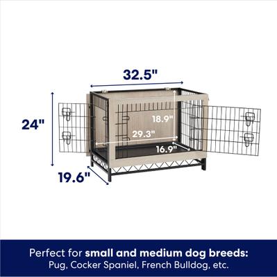 Show full view: Frisco Easy Set-Up Wood Furniture Style Dog Crates, Grey, Small slide 2 of 10