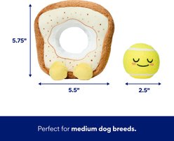 Frisco Egg in Toast 2-in-1 Interactive Plush Squeaky Tennis Ball Dog Toy, Medium slide 2 of 7
